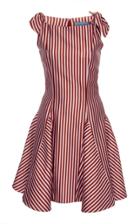 Jonathan Cohen Godet Striped Silk Dress