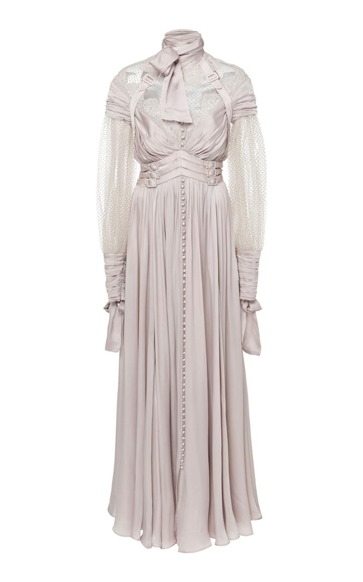 Zimmermann Sabotage Flocked Harness-detailed Silk Dress