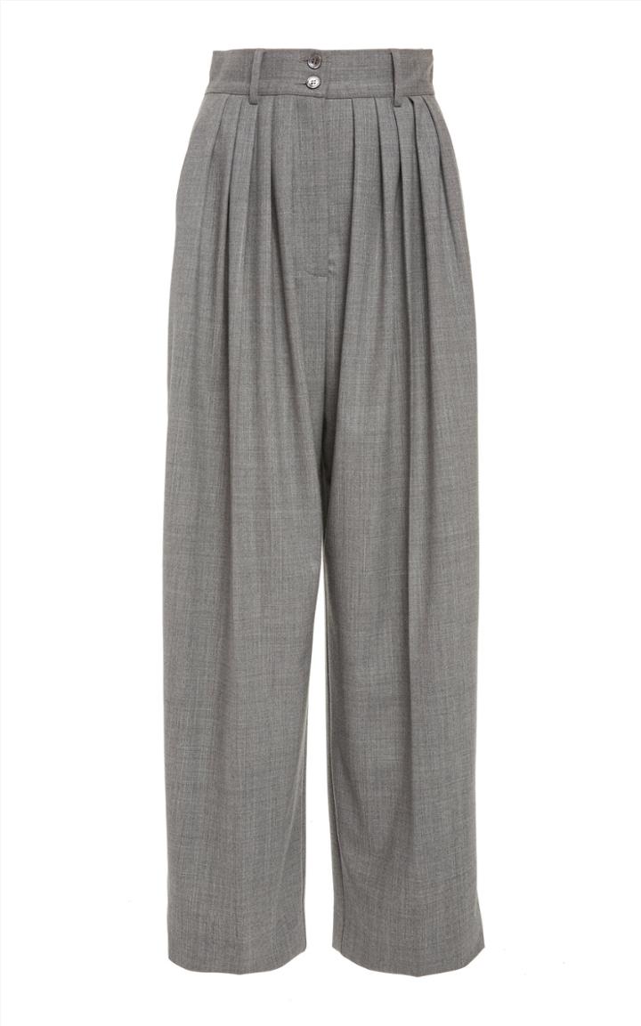 Michael Kors Collection Cropped Pleated Wool-stretch Wide-leg Pants