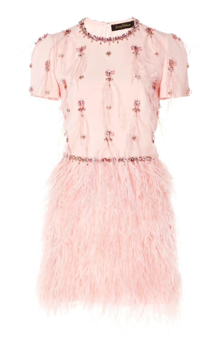 Jenny Packham Roselle Feather-trimmed Crepe Dress