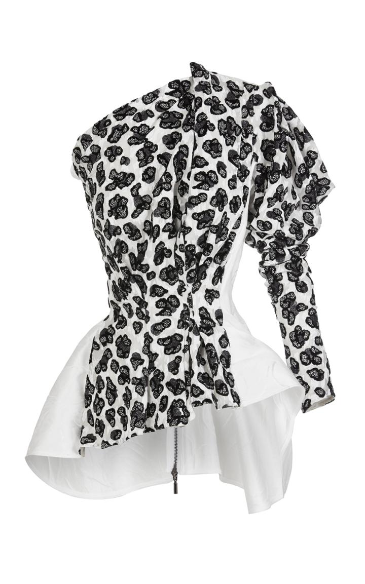 Maticevski Metalloid Belted One-shoulder Lam Top