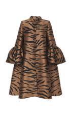 Carolina Herrera Bell Sleeve Tiger Jacquard Cape Coat