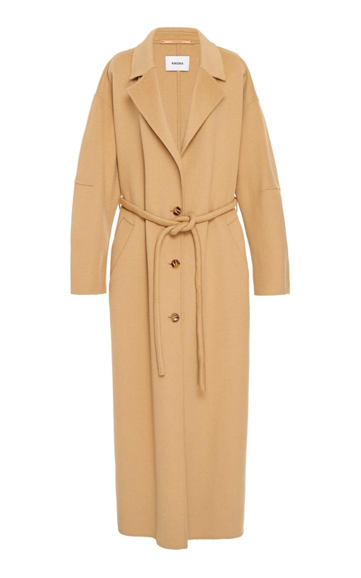 Nanushka Loane Belted Wool-blend Coat