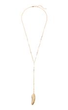 Jacquie Aiche 14k Yellow Gold Large Pave Feather Y Necklace