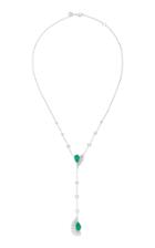 Hueb Labyrinth 18k White Gold Diamond And Emerald Necklace