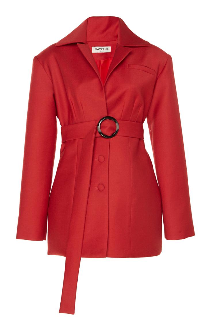 Matriel Wool-blend Belted Corset Blazer
