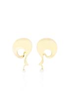 Mahnaz Collection Limited Edition 18k Gold And Pearl Mobius Design Earrings By Vivianna Torun For Georg Jensen C. 1970.