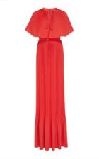 Lela Rose Pleated Cape-sleeve Crepe Dress
