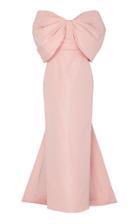 Monique Lhuillier Off-the-shoulder Ruched Faille Silk Gown Size: 6