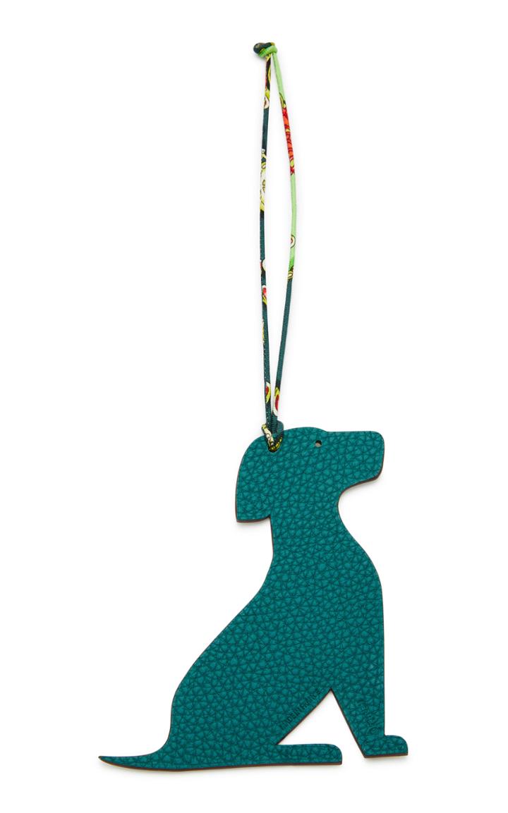 Herms Vintage By Heritage Auctions Hermes Vert Anglais Clemence Leather And Epsom Leather Petit H Dog Charm