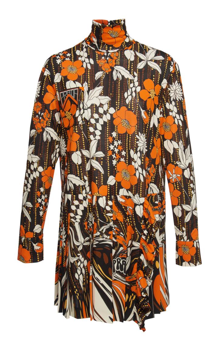 Prada Floral-print Organza Mini Dress