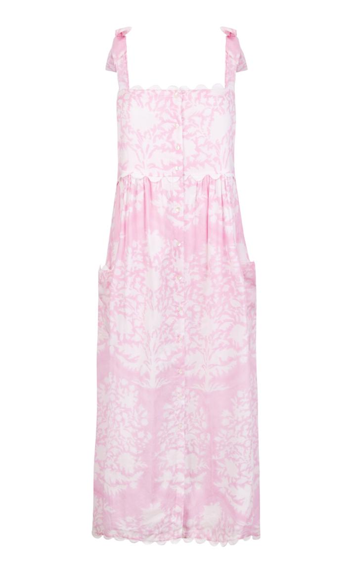 Moda Operandi Juliet Dunn Pink Tie Shoulder Dress In Palladio Print