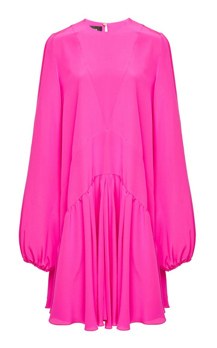 Rochas Ordito Long Sleeve Crepe Dress