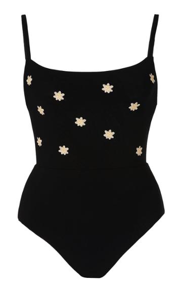 Anemone Floral-embroidered Swimsuit
