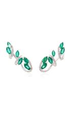 Hueb M'o Exclusive 18k White Gold Emerald And Diamond Earrings