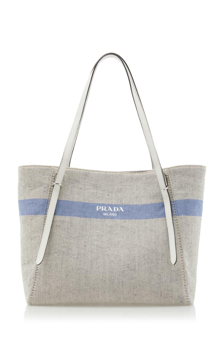 Prada Large Linen Logo Tote Bag