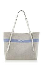 Prada Large Linen Logo Tote Bag