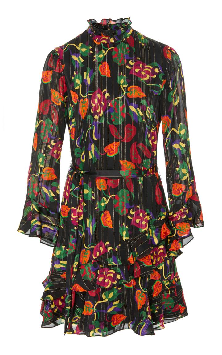 Saloni Marissa Silk Lurex Mini Dress