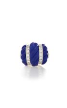 David Webb Lapis And Diamond Ring
