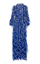 Moda Operandi Huishan Zhang Elke Ruffle Floral-printed Organza Maxi Dress Size: 6