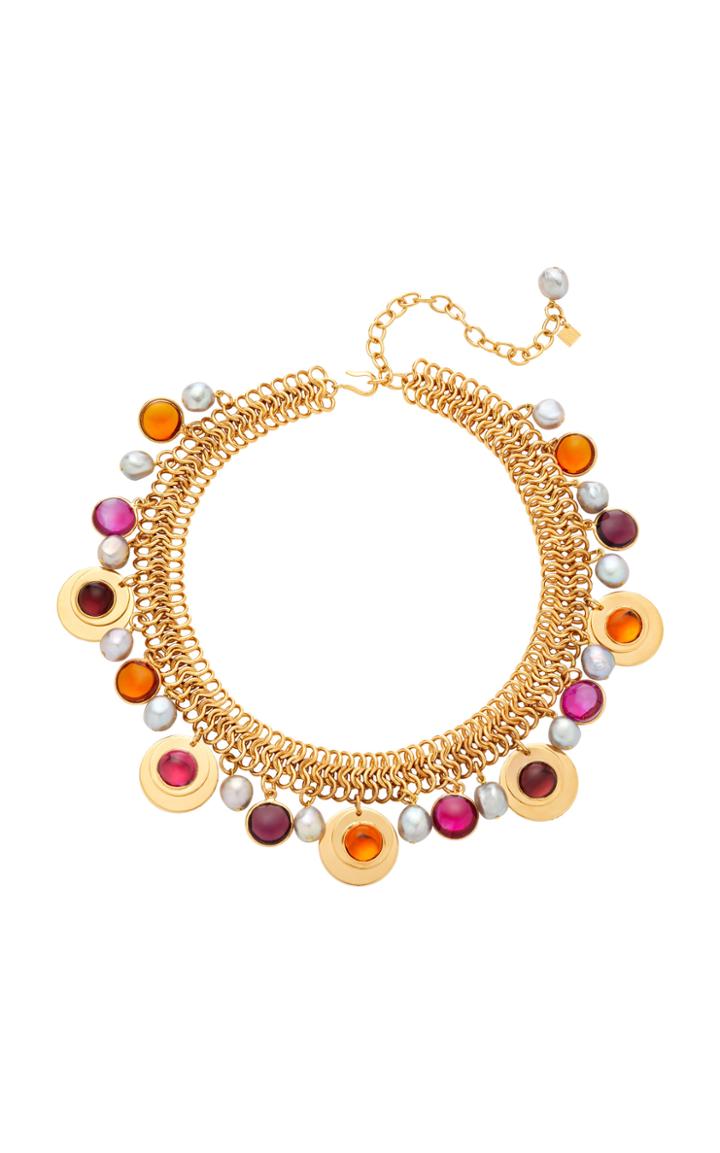 Loulou De La Falaise 24k Gold-plated, Stone And Pearl Necklace