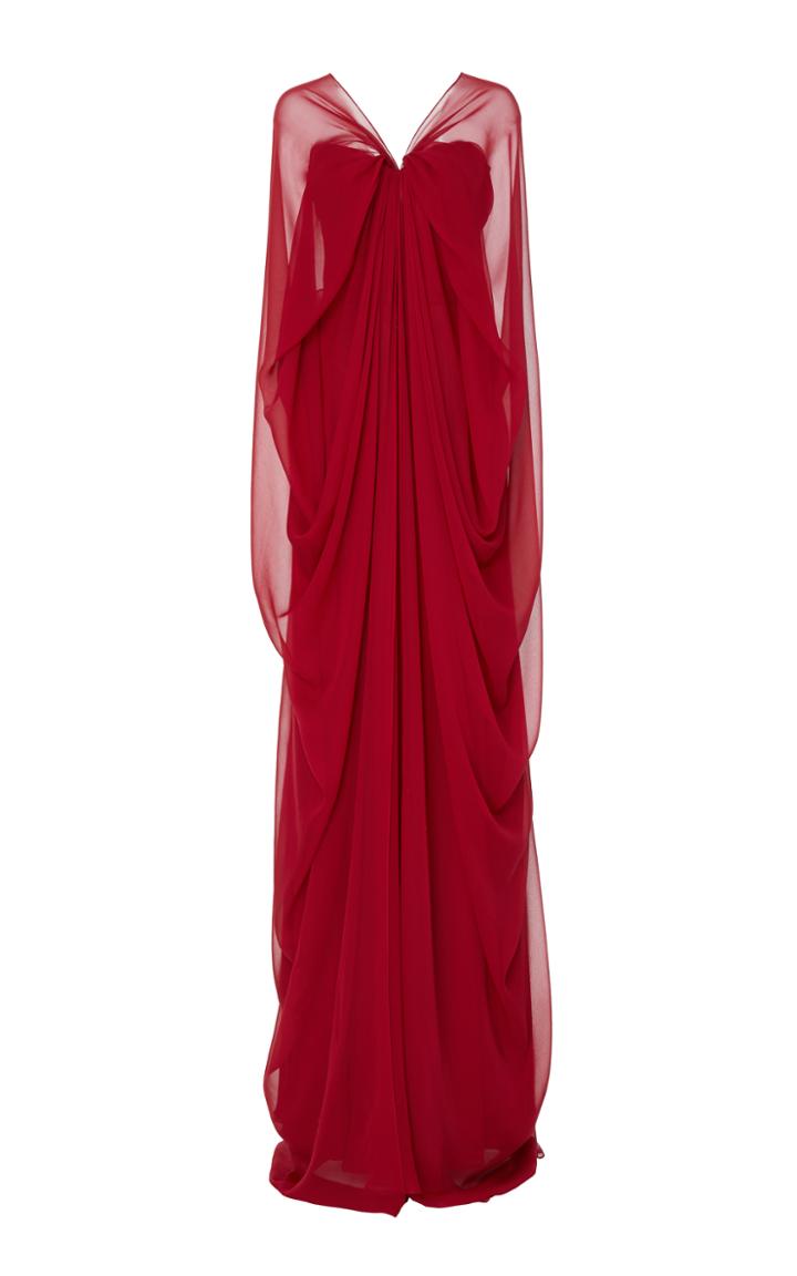 Naeem Khan V-neck Silk Gown