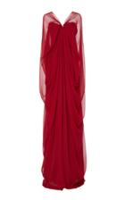 Naeem Khan V-neck Silk Gown