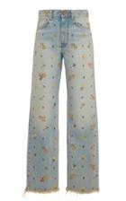 Moda Operandi Alanui Floral-embroidered Denim Straight-leg Jeans