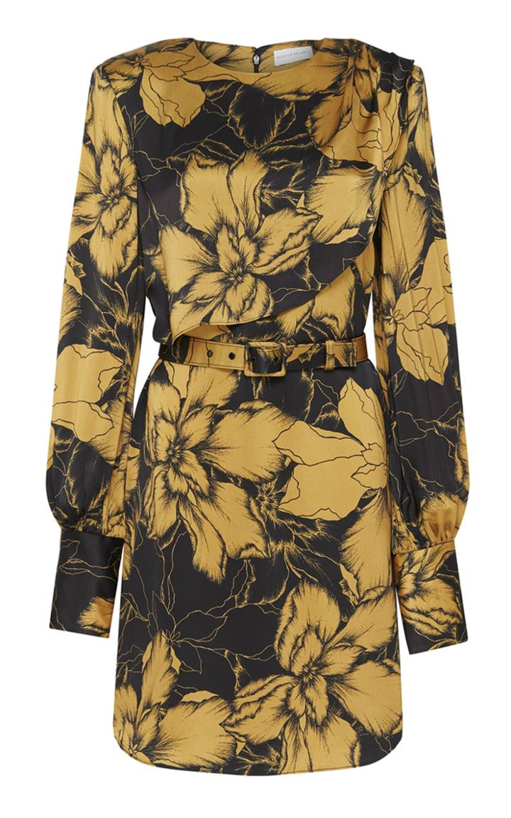Moda Operandi Rebecca Vallance Roswell Draped Floral Satin Mini Dress
