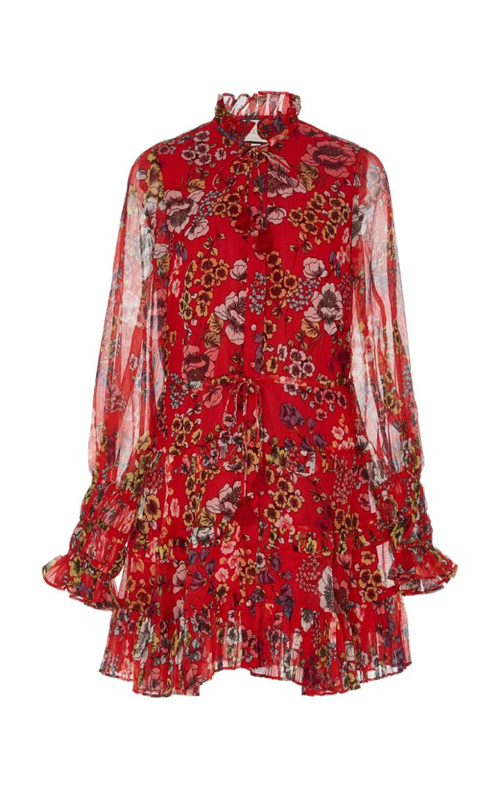 Alexis Jaila Floral-print Ruffled Chiffon Mini Dress