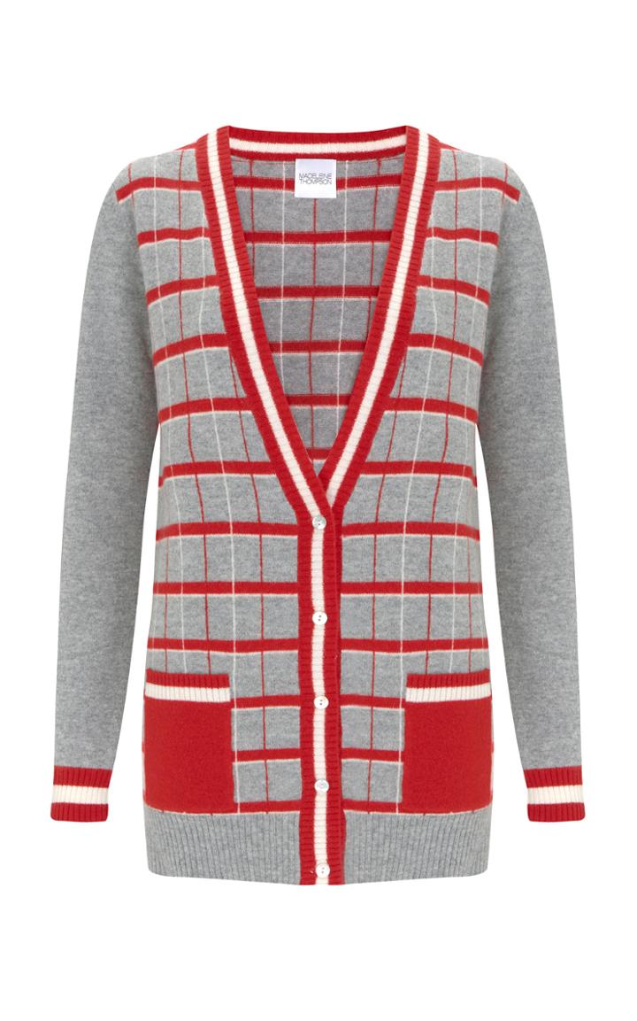 Madeleine Thompson Kamino Checked Cashmere Cardigan