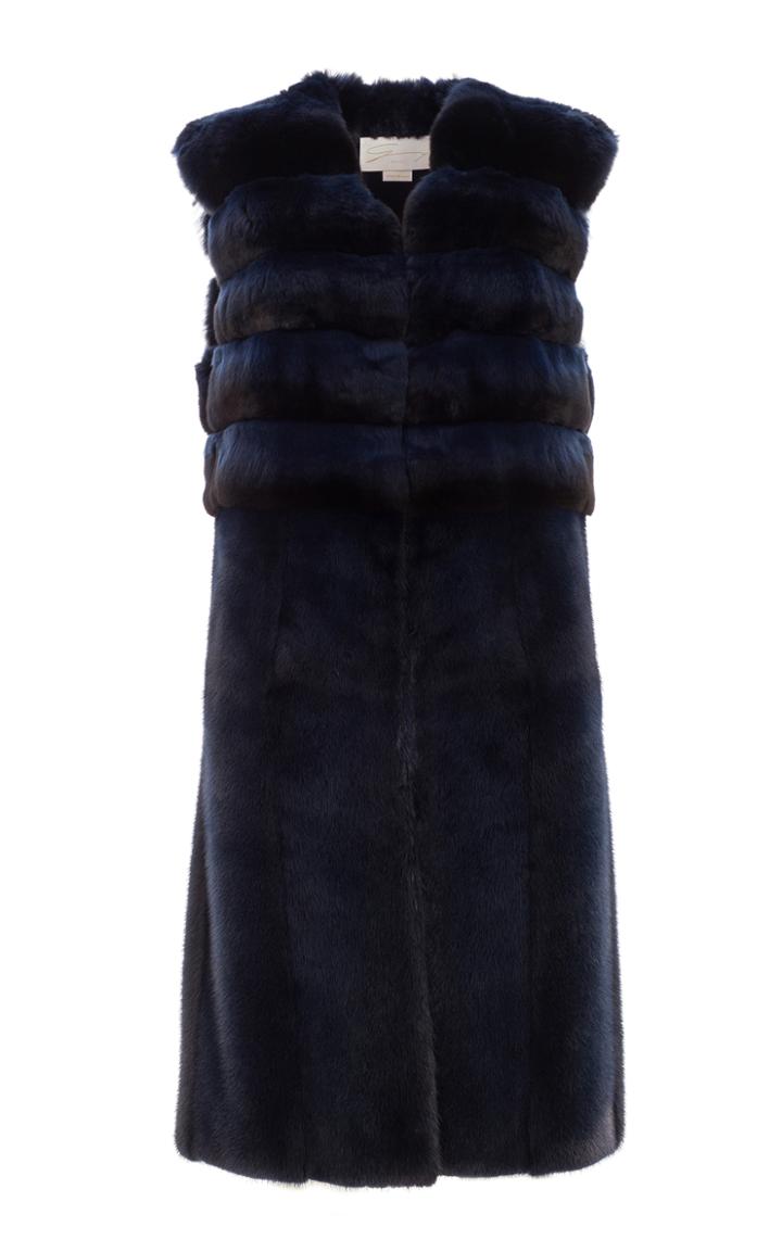 Genny Navy Blue Fur Vest