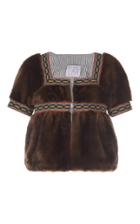 Stella Jean Short Sleeve Faux Fur Top