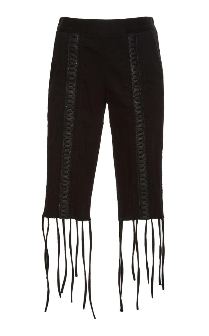 Sally Lapointe Leather Embroidered Capri Pant