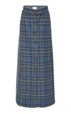 Luisa Beccaria Virgin Wool Plaid High Waist Maxi Skirt