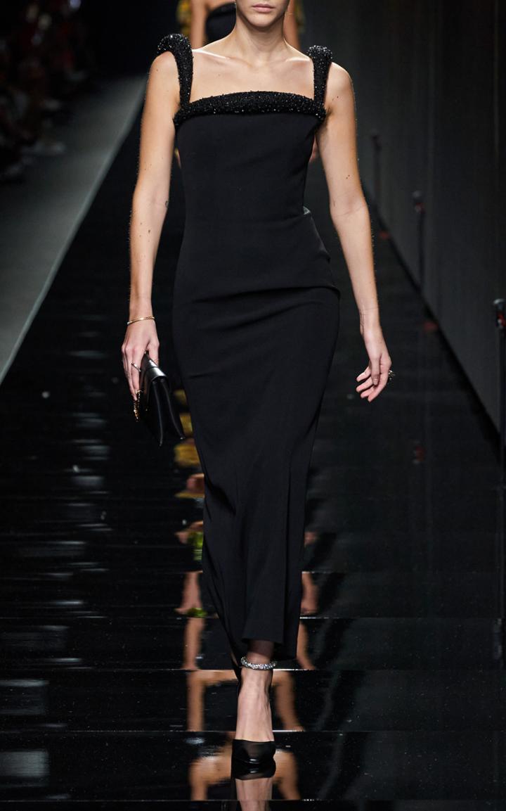 Moda Operandi Versace Embellished Silk Midi Dress