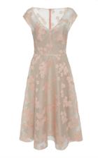 Lela Rose Open Neck Full Skirt Silk Dress
