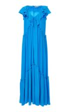 Three Graces London Wilhelmina Ruffled Silk Crepe De Chine Maxi Dress