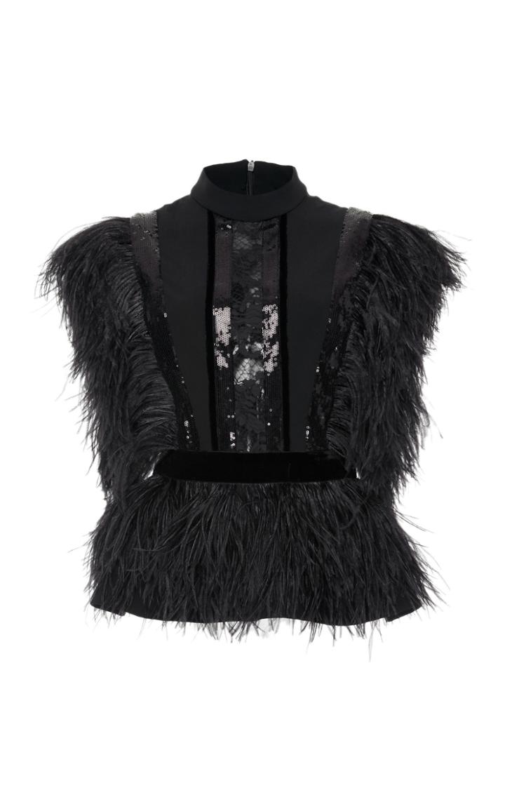 Elie Saab Ostrich Feathers Top