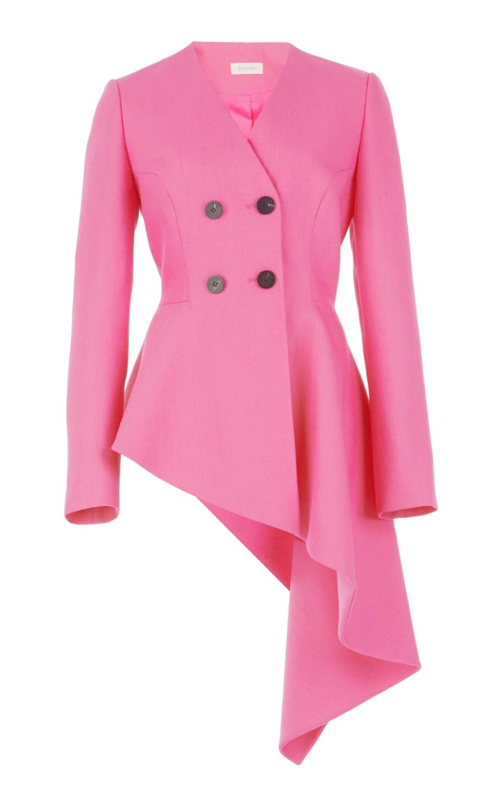 Delpozo Asymmetrical Double Breasted Wool And Silk-blend Jacket