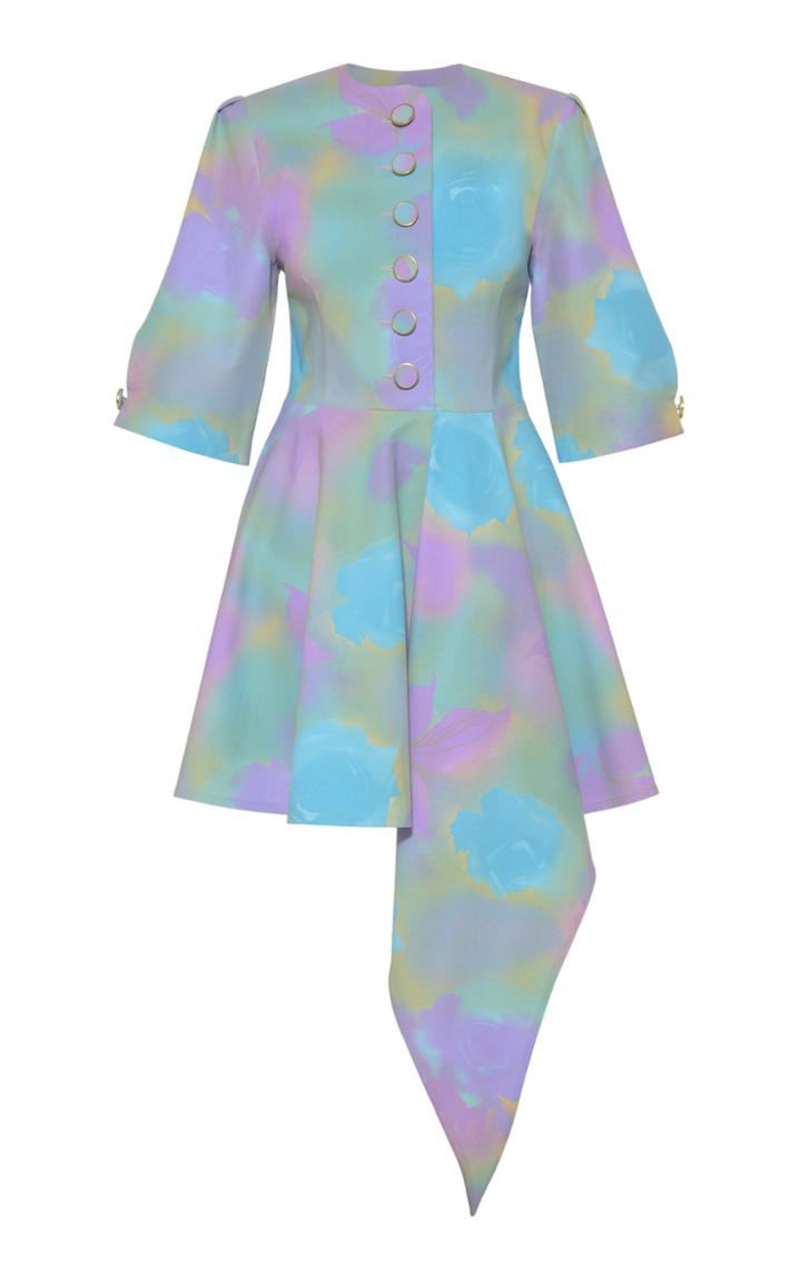 Moda Operandi George Keburia Printed Draped Crepe Dress Size: S