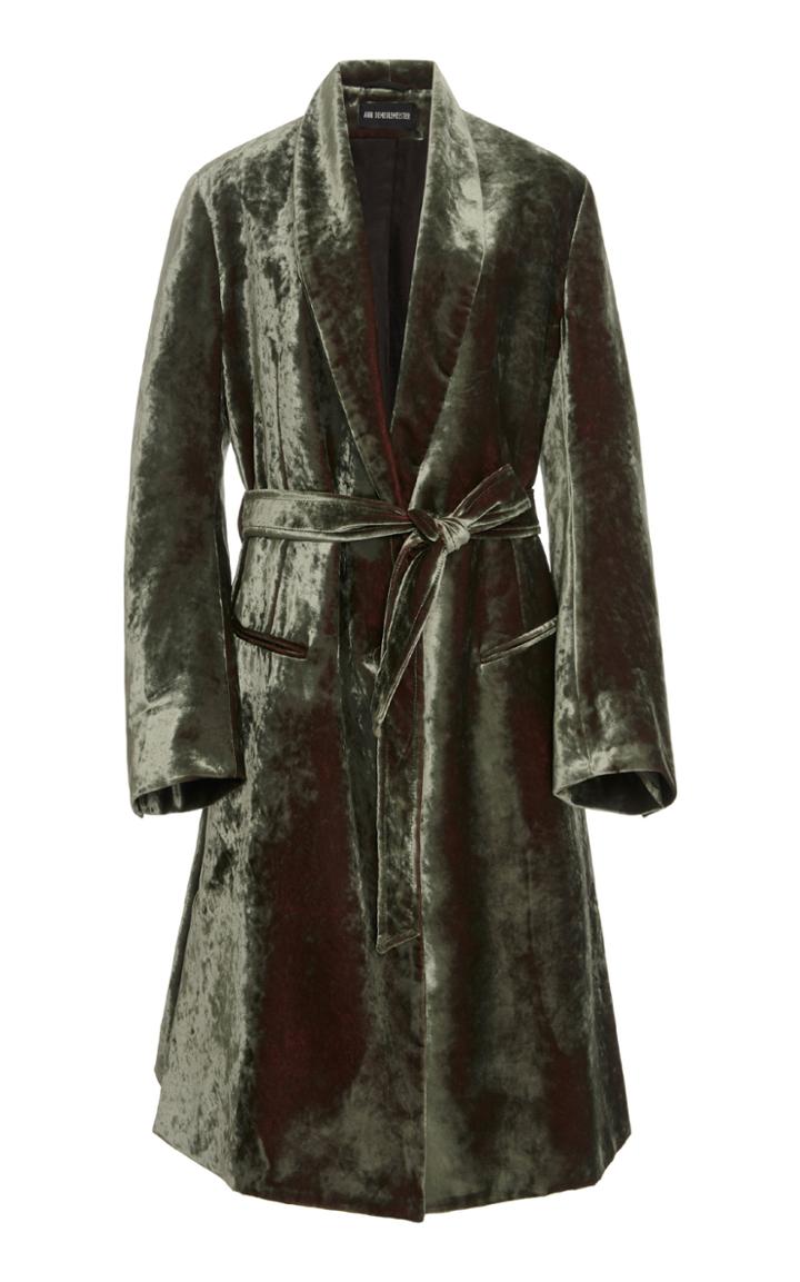 Moda Operandi Ann Demeulemeester Belted Velvet Wrap Coat