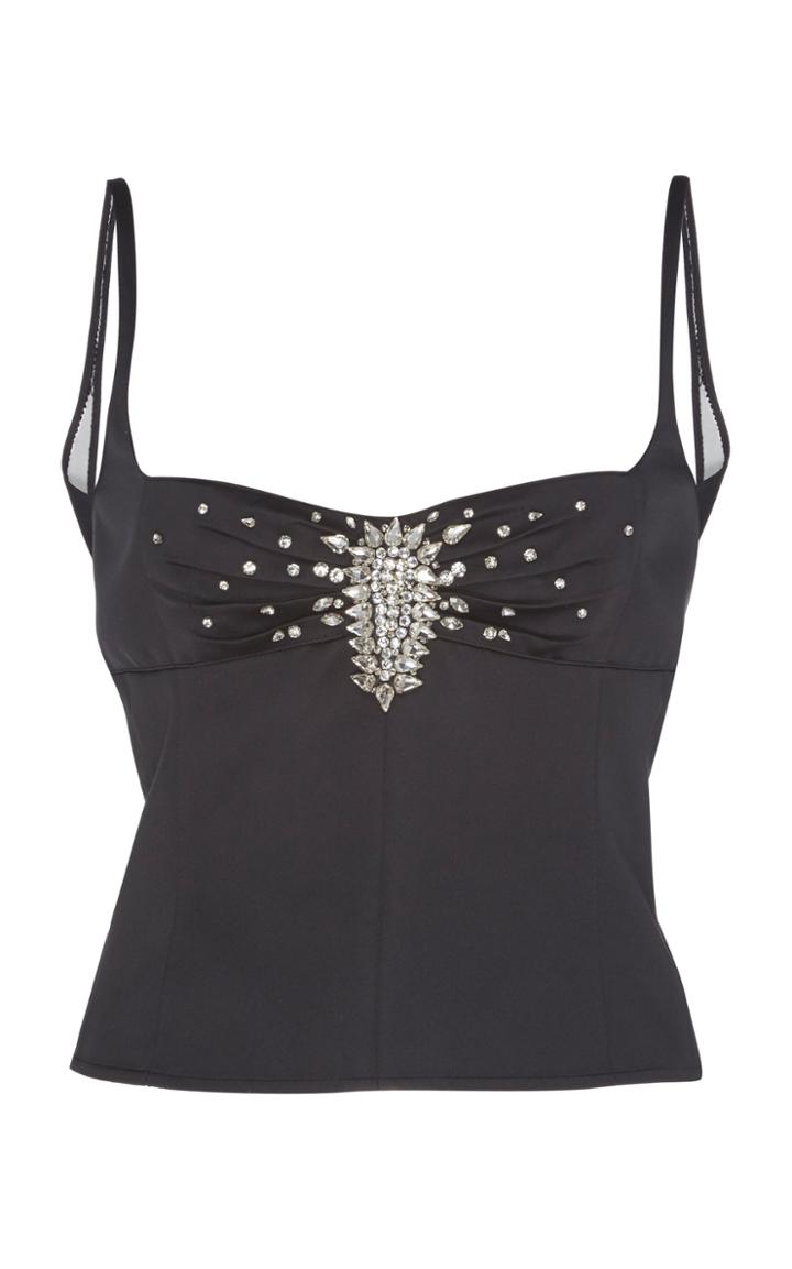 Paco Rabanne Embroidered Satin Tank Top
