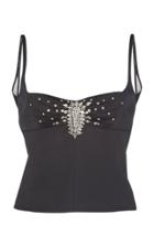 Paco Rabanne Embroidered Satin Tank Top