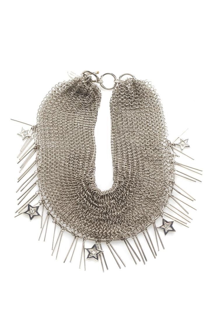 Roberto Cavalli Lux Metal Mesh And Fringe Necklace