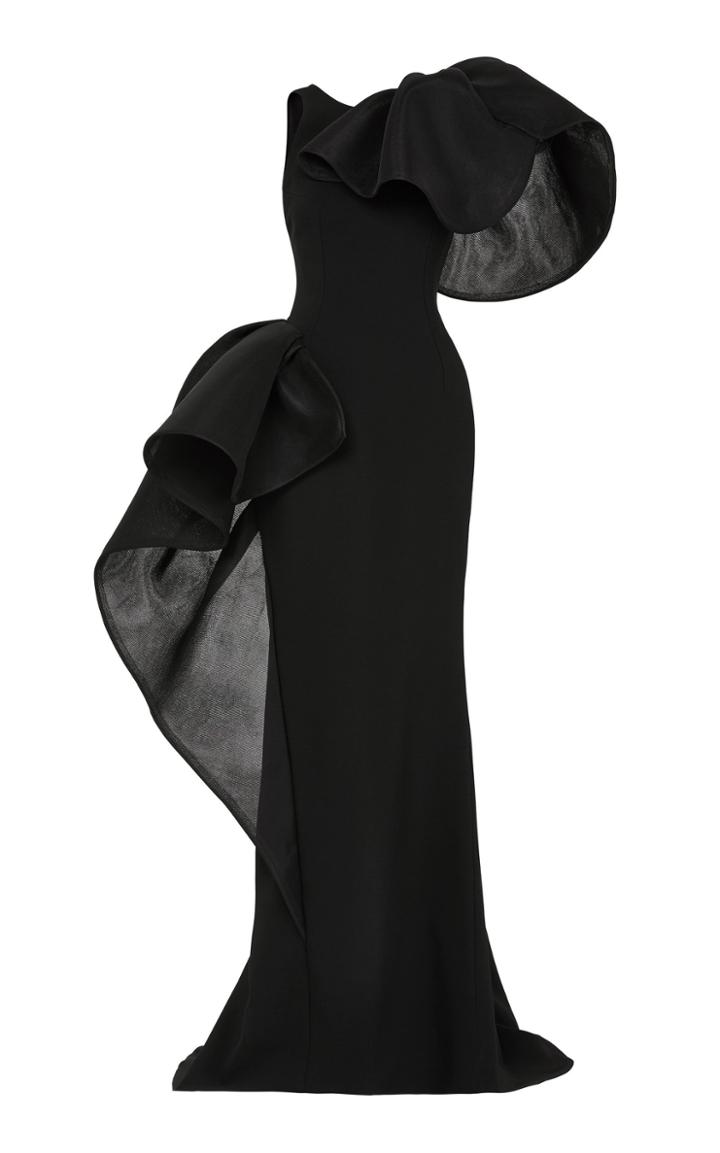 Maticevski Nocturnal Ruffle Neck Gown