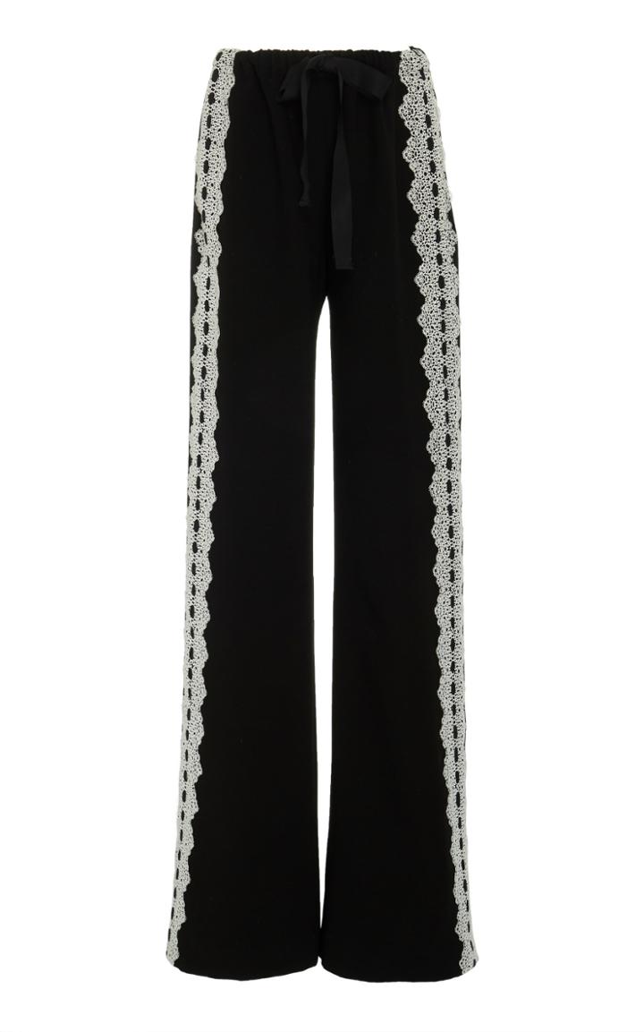Naeem Khan Lace-trimmed Wide-leg Crepe Pants
