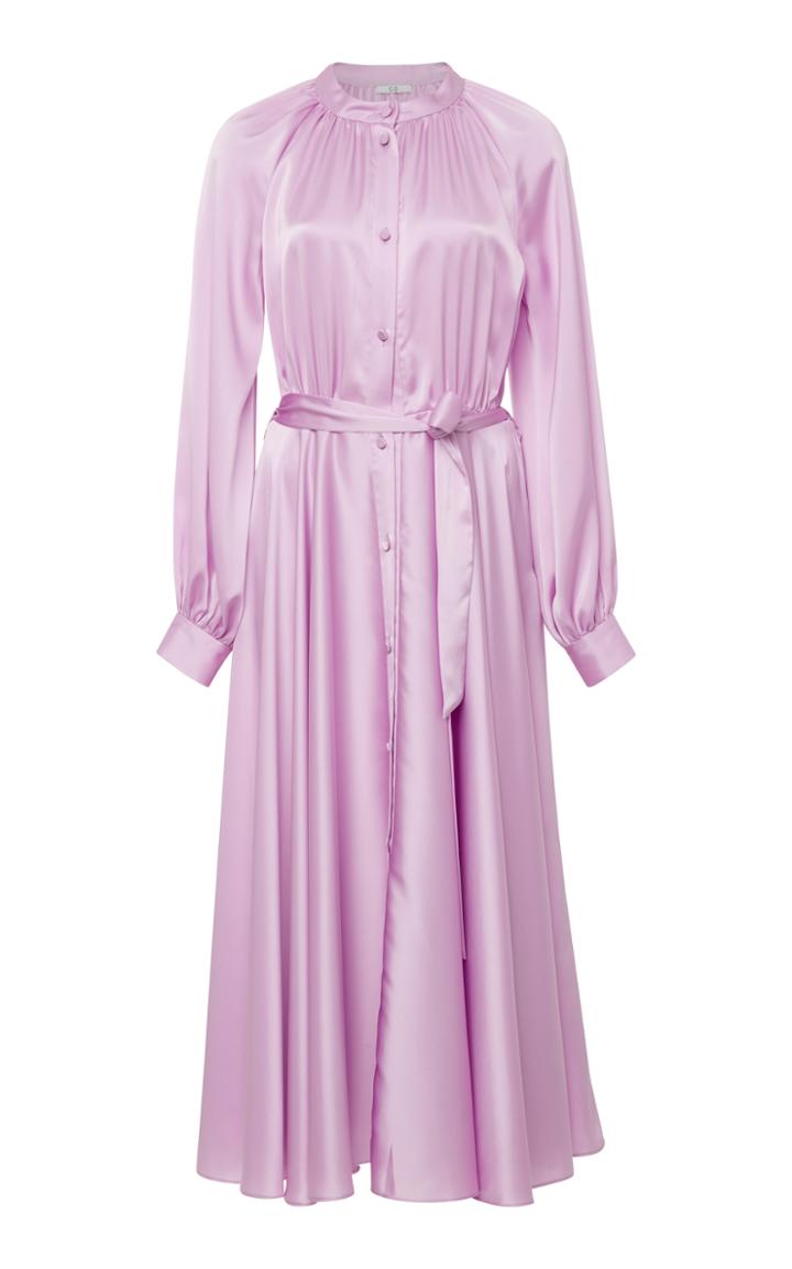 Co Satin Button Down Midi Dress