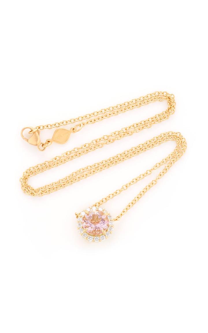 Jamie Wolf 18k Yellow Gold Diamond Edge Morganite Necklace