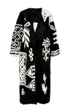 Oscar De La Renta Dyed Nappa Lamb Haus Intarsia Coat